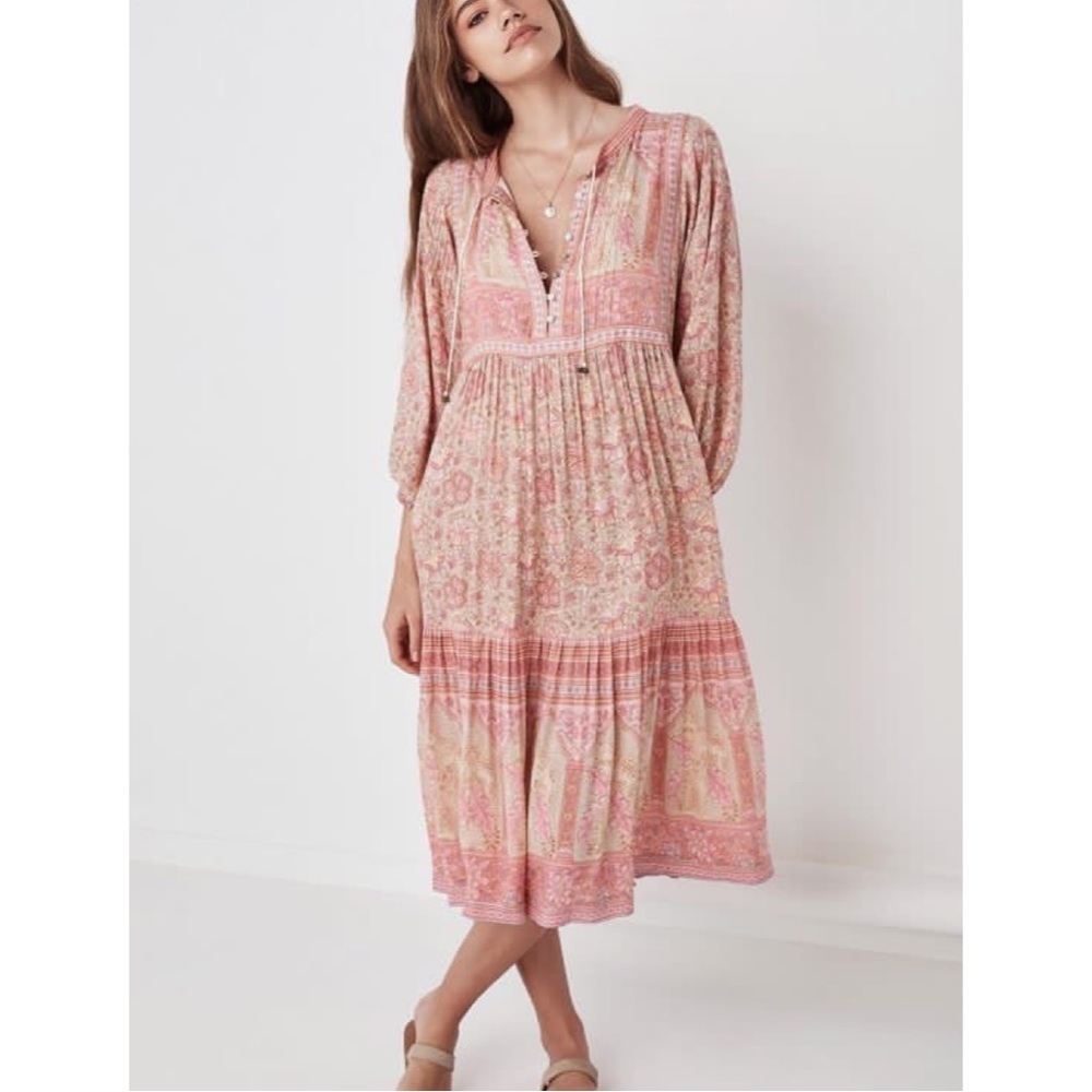 Spell & the Gypsy Collective Poinciana Boho Cotton Candy Midi Dress Medium